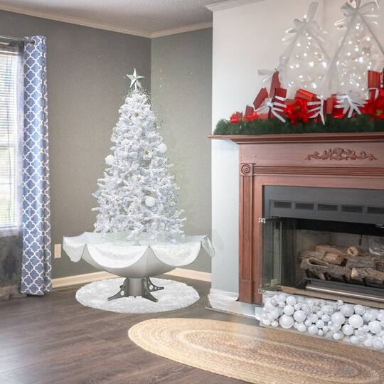 6ft. Pre-Lit Musical Snowing Artificial Tinsel Christmas Tree, White LED Lights